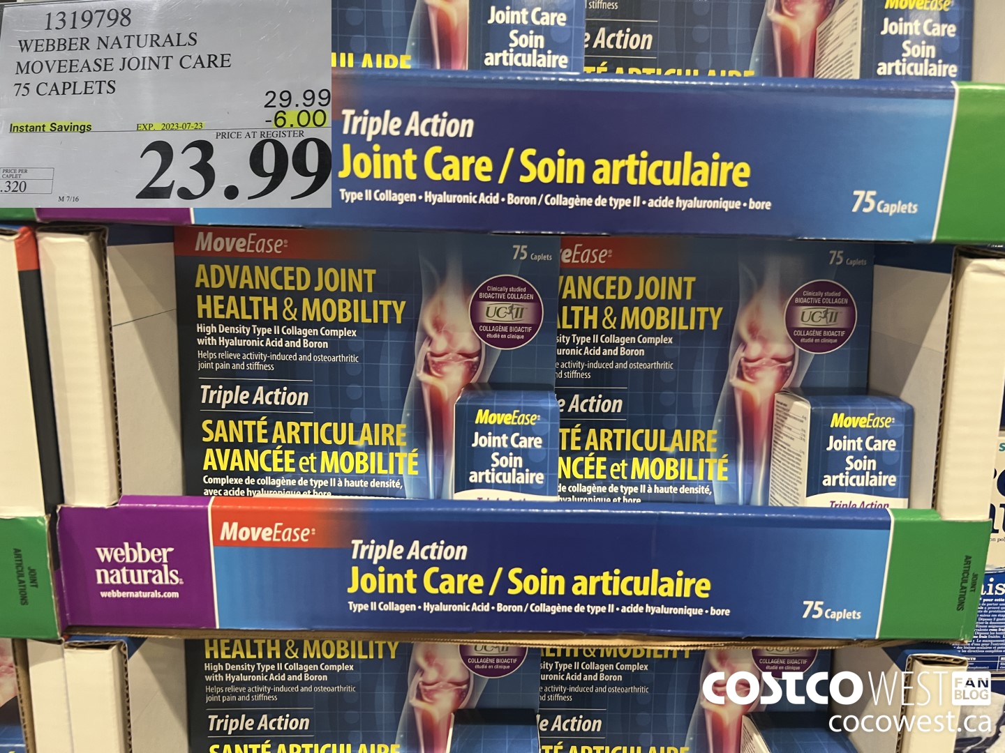 1319798 WEBBER NATURALS MOVEEASE TRIPLE ACTION JOINT 75 CAPLETS ($6.00 INSTANT SAVINGS EXPIRES ON 2023-07-23) $23.99