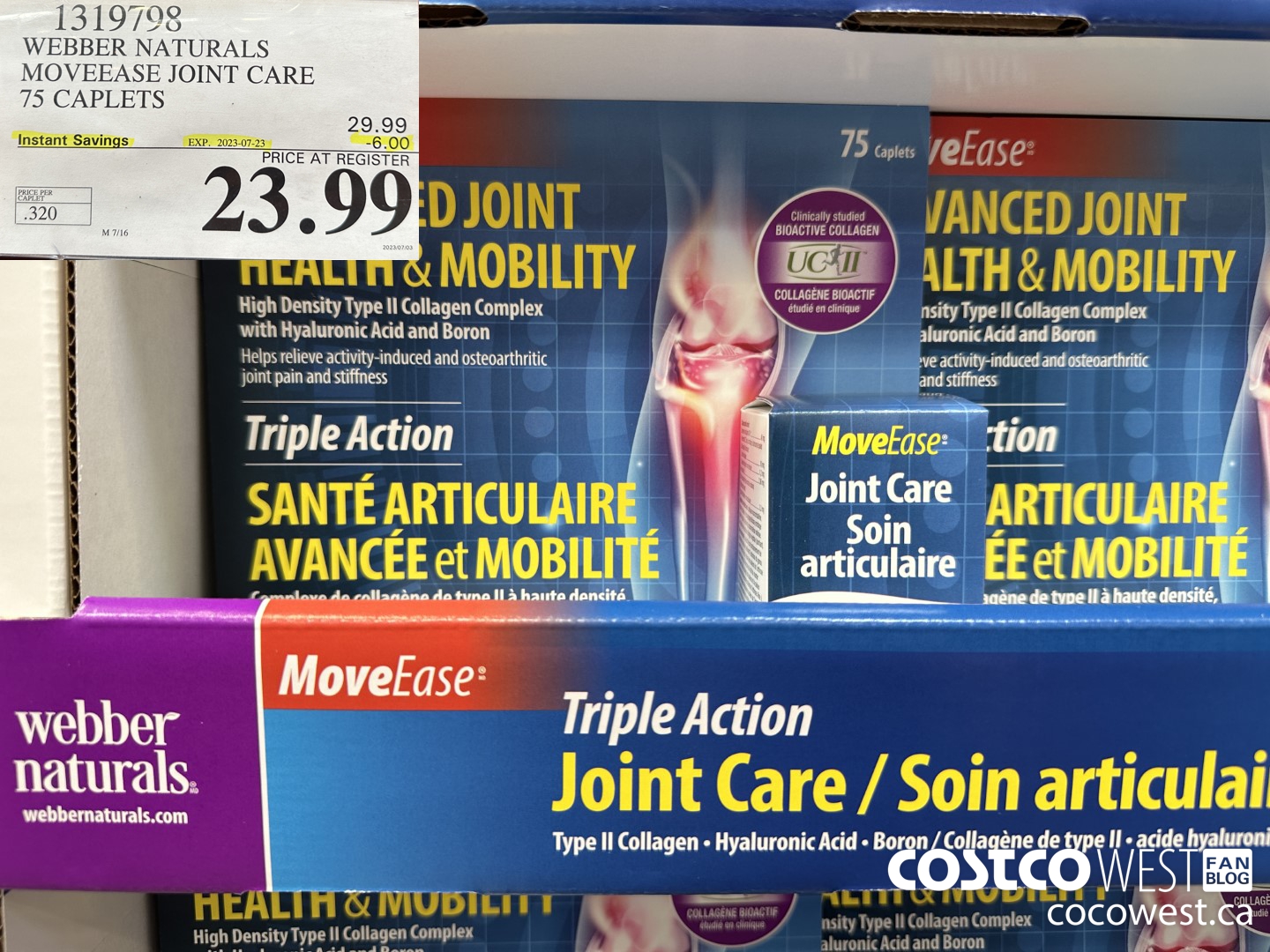 1319798 WEBBER NATURALS MOVEEASE TRIPLE ACTION JOINT 75 CAPLETS ($6.00 INSTANT SAVINGS EXPIRES ON 2023-07-23) $23.99