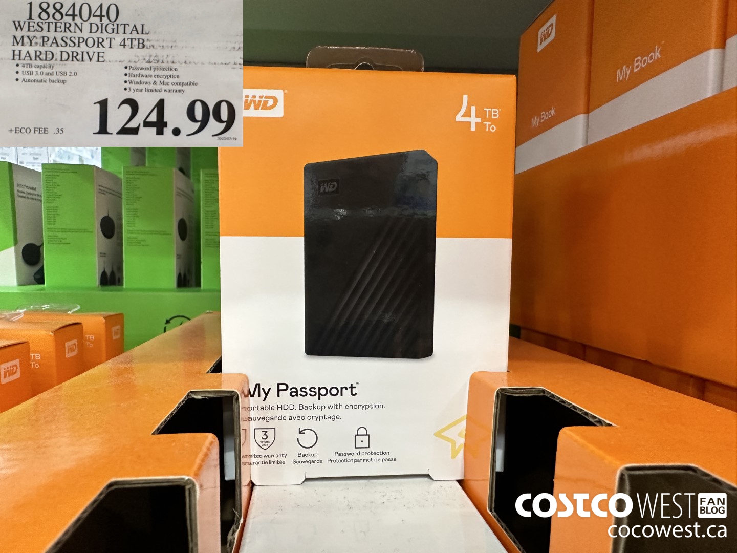 1884040 WESTERN DIGITAL MY PASSPORT 4TB HARD DRIVE $124.99