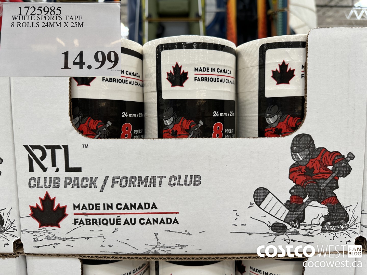 1725985 WHITE SPORTS TAPE 8 ROLLS 24MM X 25M $14.99