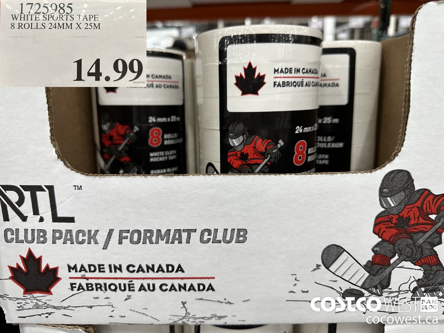 1725985 WHITE SPORTS TAPE 8 ROLLS 24MM X 25M $14.99