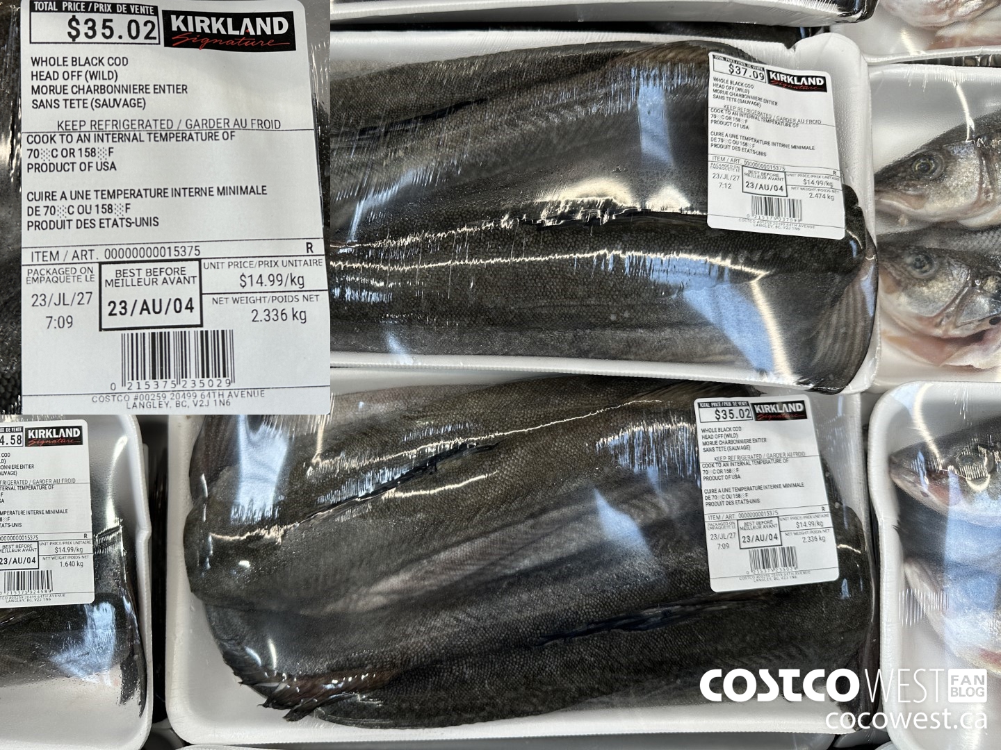 15375 WHOLE BLACK COD HEAD OFF (WILD) $14.99