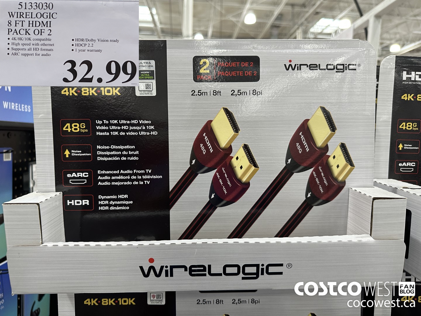 5133030 WIRELOGIC 8 FT HDMI PACK OF 2 $32.99