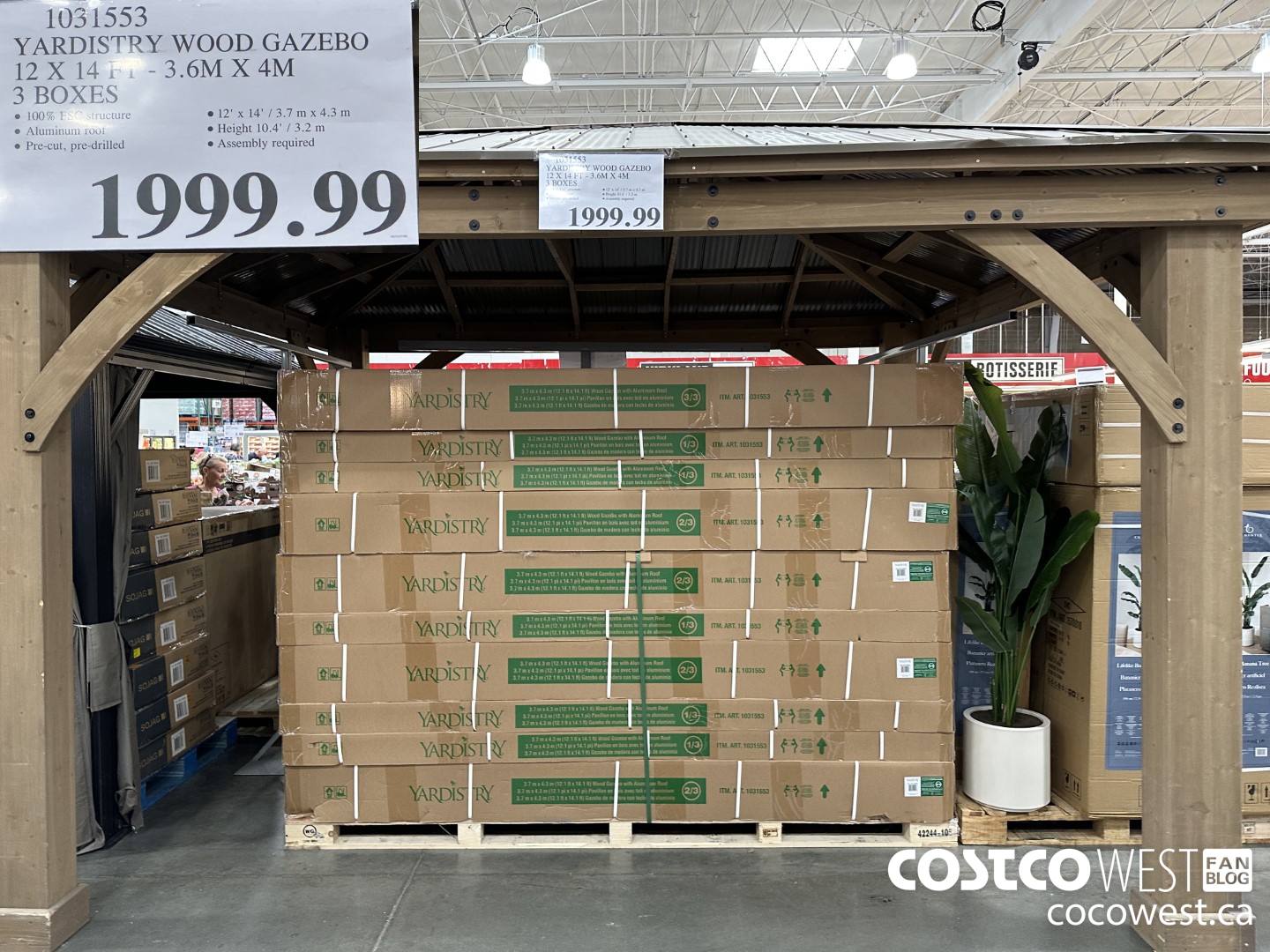 1031553 YARDISTRY WOOD GAZEBO 12 X 14 FT 3.6M X 4M 3 BOXES $1999.99
