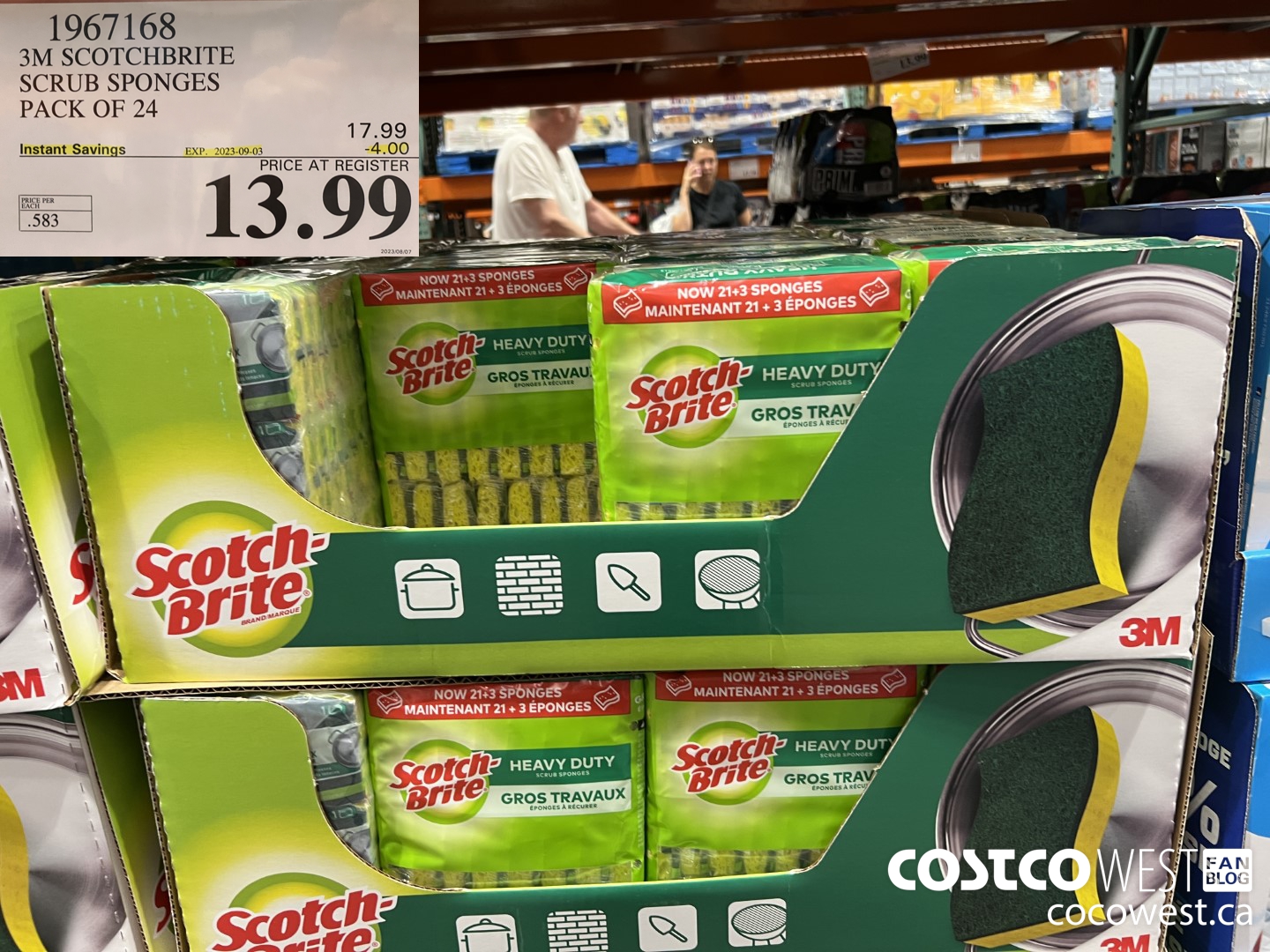 1967168 3M SCOTCHBRITE SCRUB SPONGES PACK OF 24 ($4.00 INSTANT SAVINGS EXPIRES ON 2023-09-03) $13.99