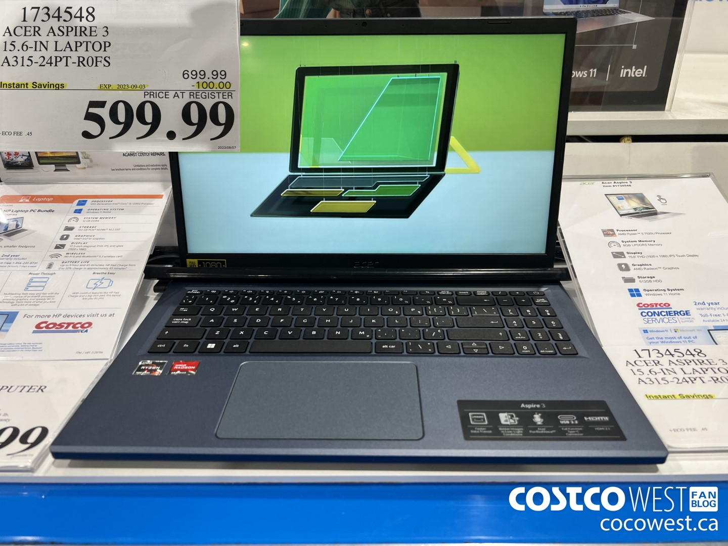 1734548 ACER ASPIRE 3 15.6IN LAPTOP A315-24PT-R0FS ($100.00 INSTANT SAVINGS EXPIRES ON 2023-09-03) $599.99