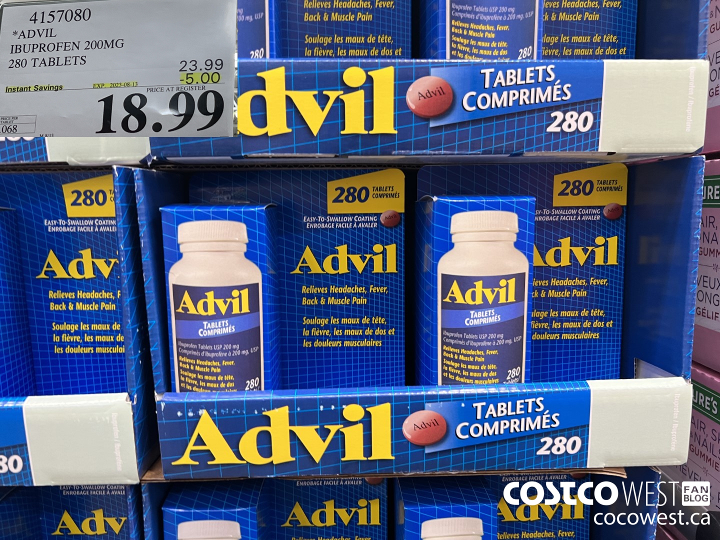 4157080 ADVIL 280 TABLETS IBUPROFEN 200MG ($5.00 INSTANT SAVINGS EXPIRES ON 2023-08-13) $18.99