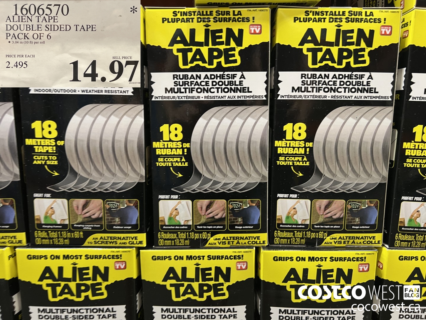 1606570 ALIEN TAPE DOUBLE SIDED TAPE PACK OF 6 $14.97