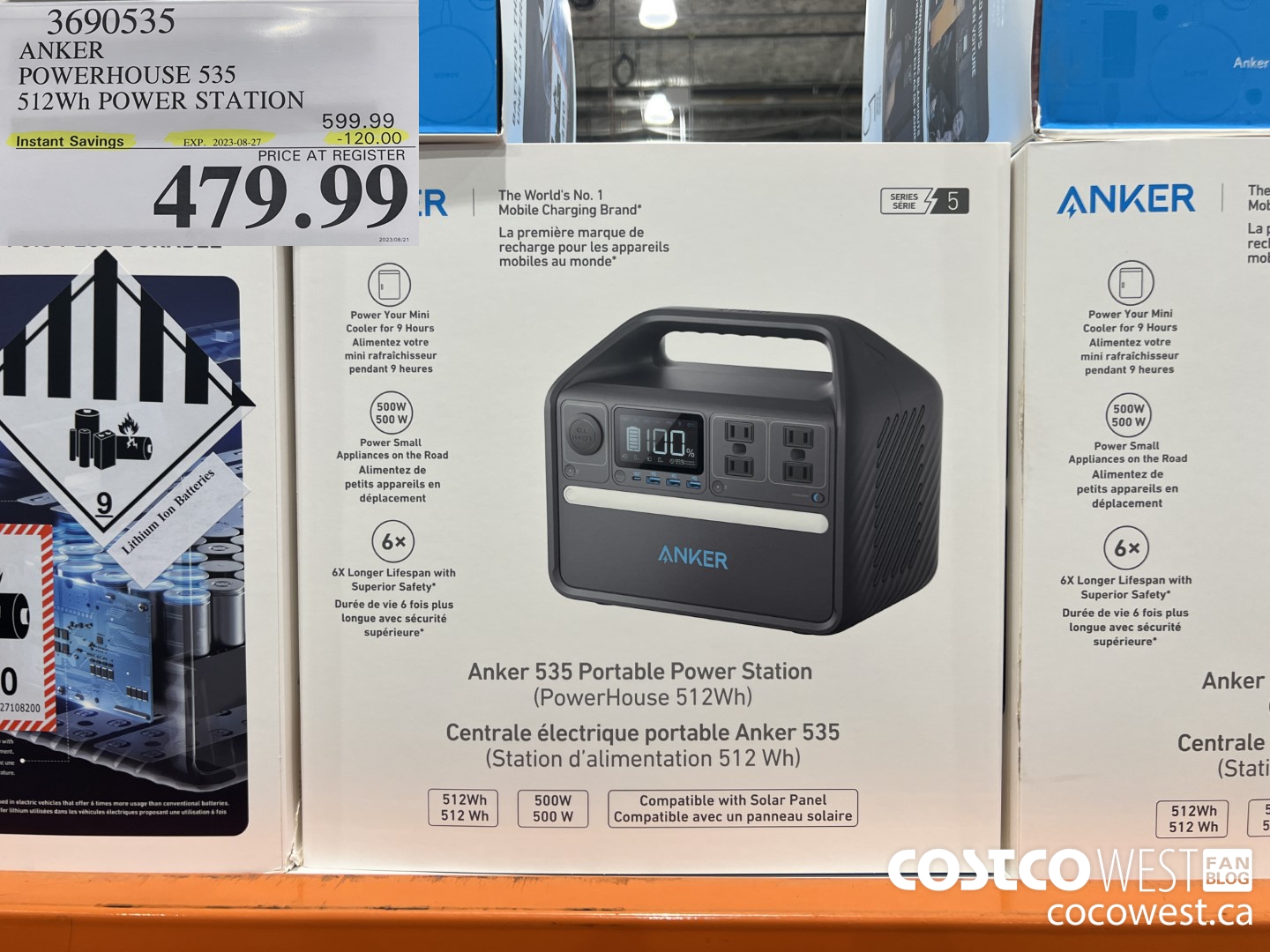 3690535 ANKER POWERHOUSE 535 512WH POWER STATION ($120.00 INSTANT SAVINGS EXPIRES ON 2023-08-27) $479.99