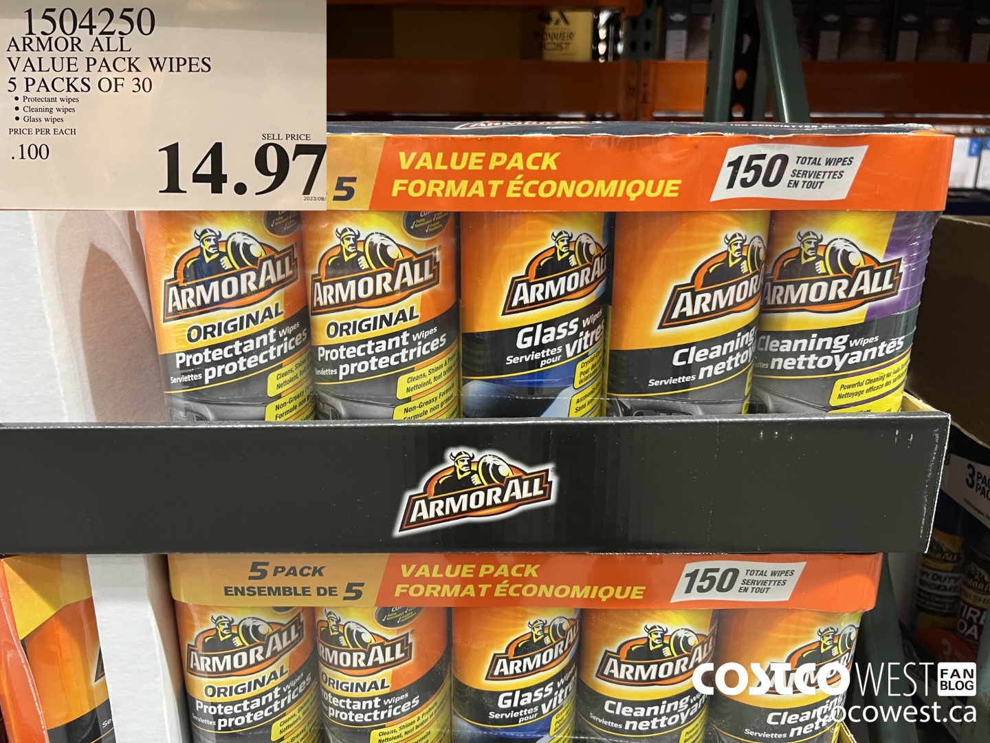 1504250 ARMOR ALL VALUE PACK WIPES 5 PACKS OF 30 $14.97