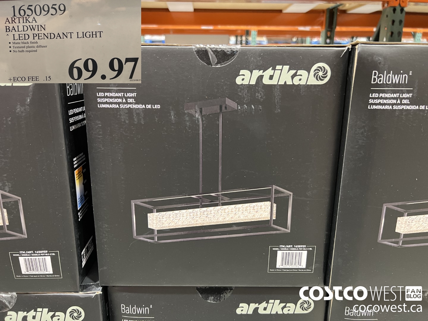 1650959 ARTIKA BALDWIN LED PENDANT LIGHT $69.97