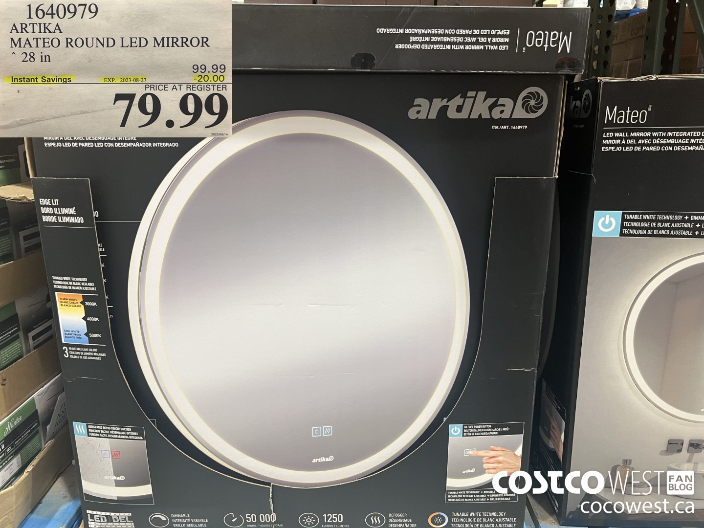 1640979 ARTIKA MATEO 28 IN LED ROUND MIRROR ($20.00 INSTANT SAVINGS EXPIRES ON 2023-08-27) $79.99