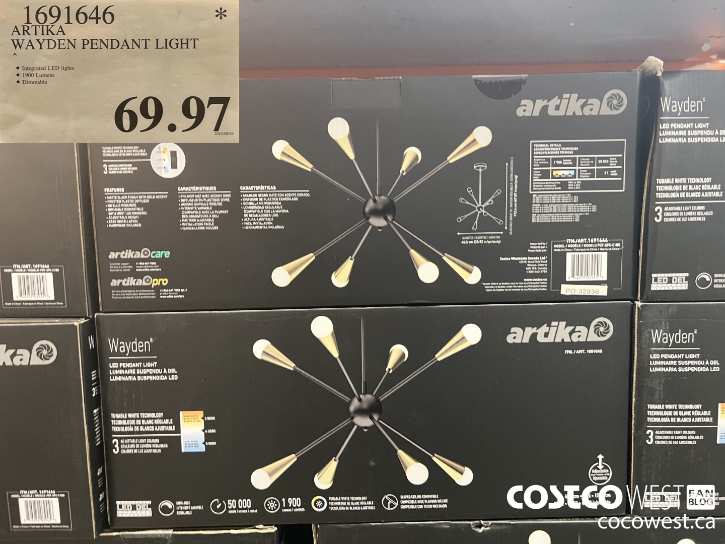 1691646 ARTIKA WAYDEN LED PENDANT LIGHT $69.97