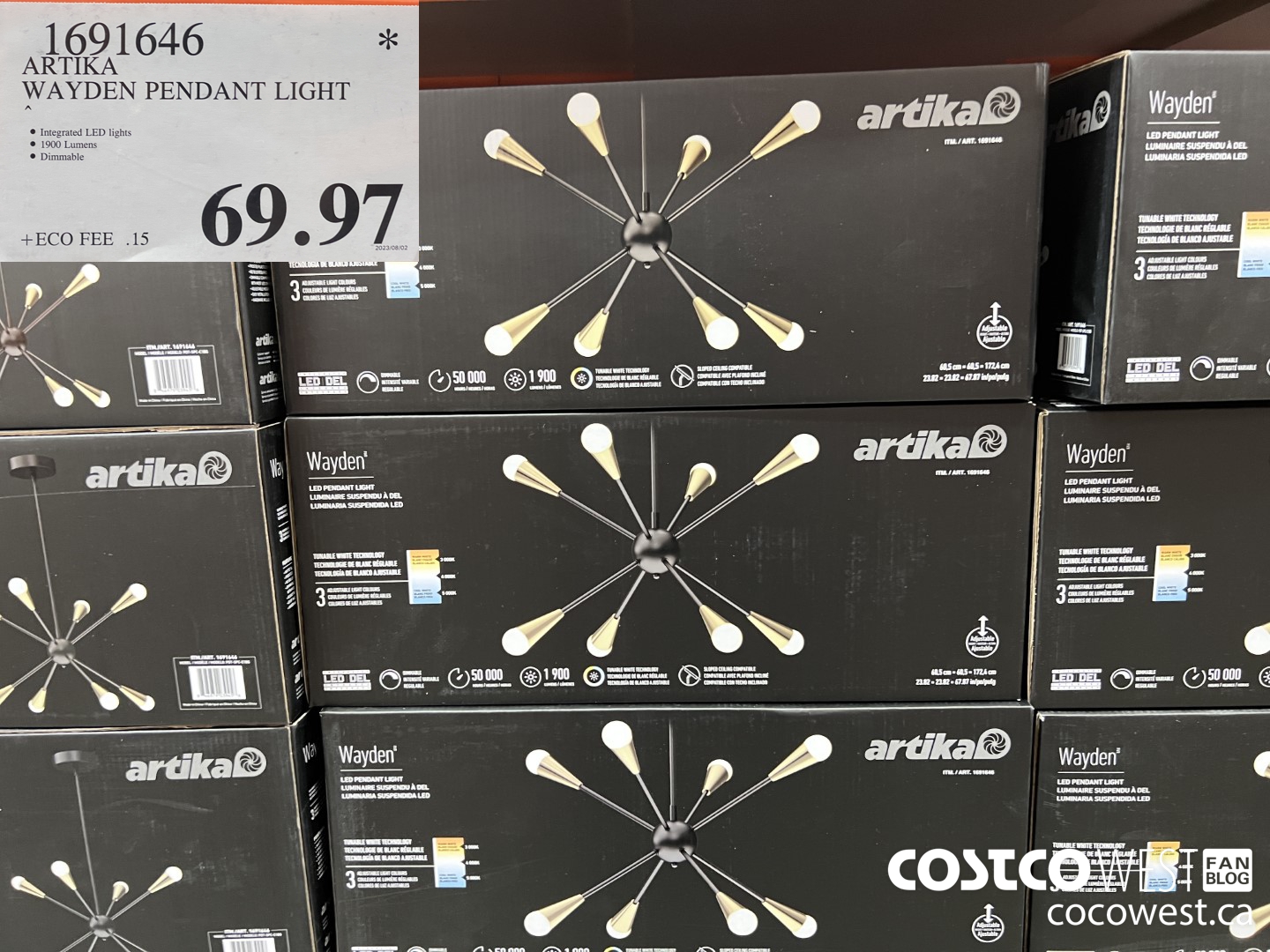 1691646 ARTIKA WAYDEN LED PENDANT LIGHT $69.97