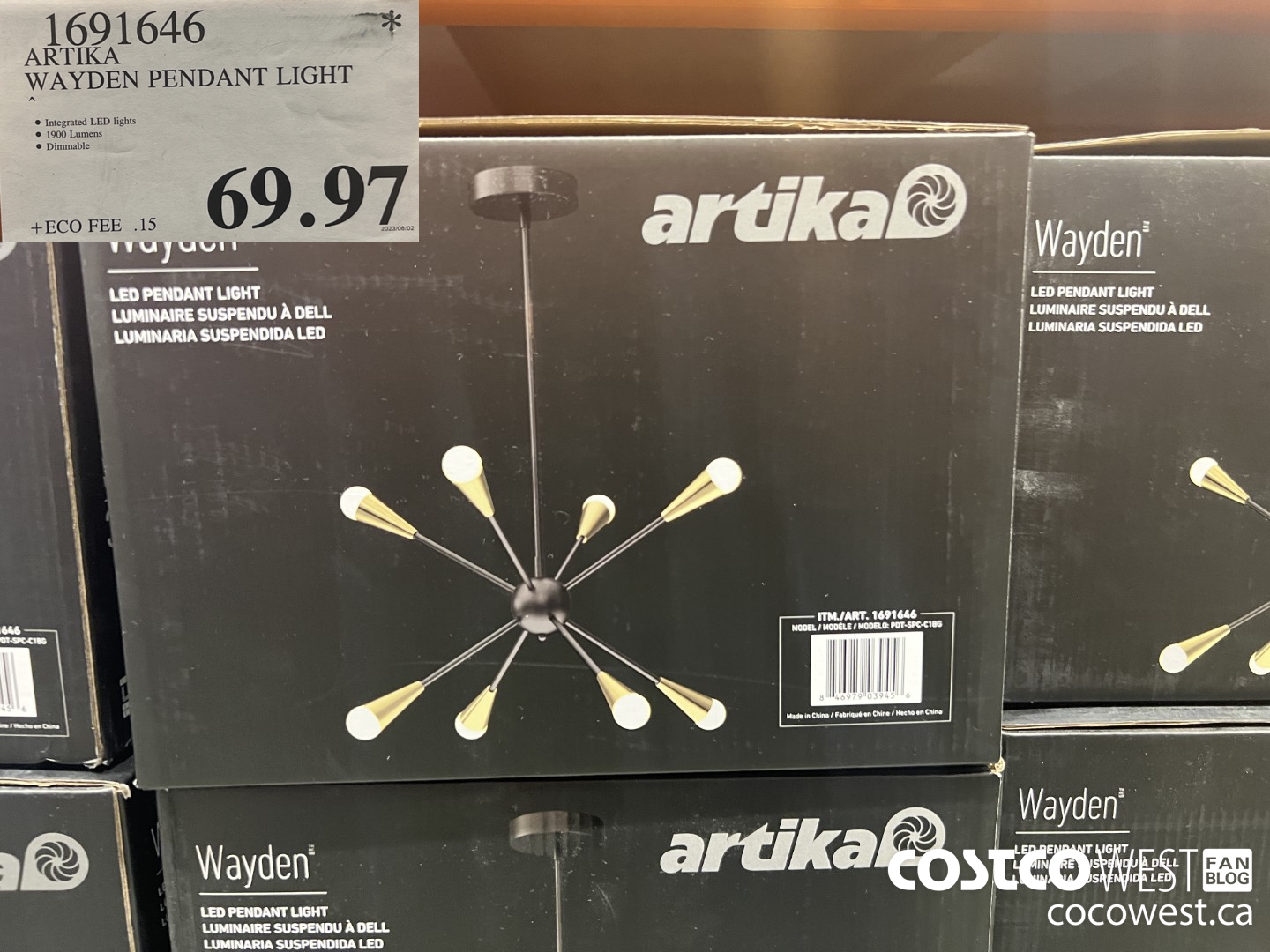 1691646 ARTIKA WAYDEN LED PENDANT LIGHT $69.97