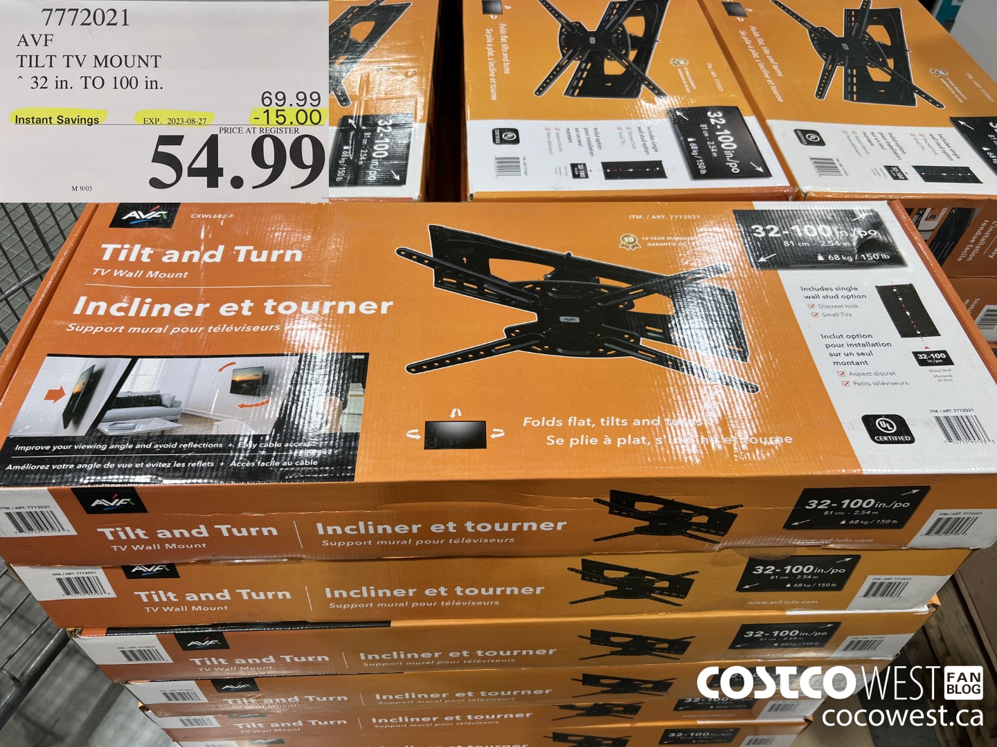 7772021 AVF TILT TV MOUNT 32 in. TO 100 in. ($15.00 INSTANT SAVINGS EXPIRES ON 2023-08-27) $54.99