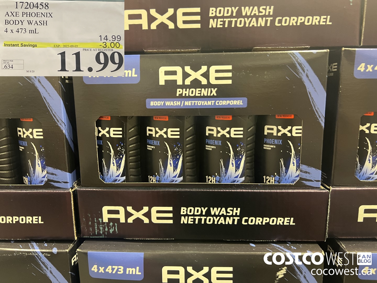 1720458 AXE PHOENIX BODY WASH 4 X 473 ML ($3.00 INSTANT SAVINGS EXPIRES ON 2023-09-03) $11.99