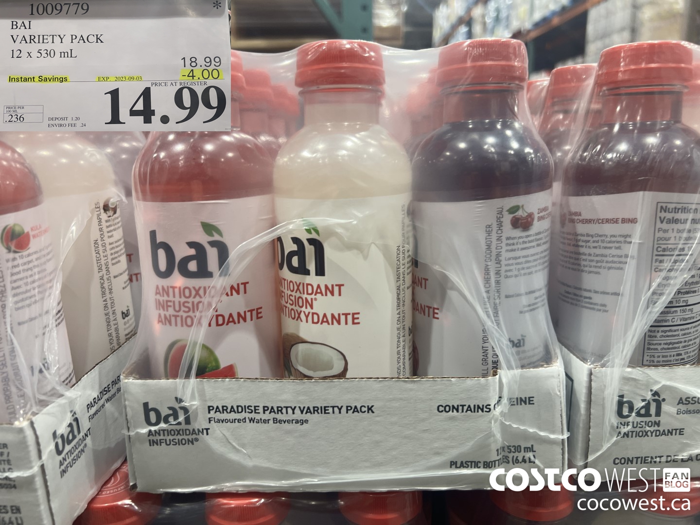 1009779 BAI VARIETY PACK 12 X 530 ML ($4.00 INSTANT SAVINGS EXPIRES ON 2023-09-03) $14.99