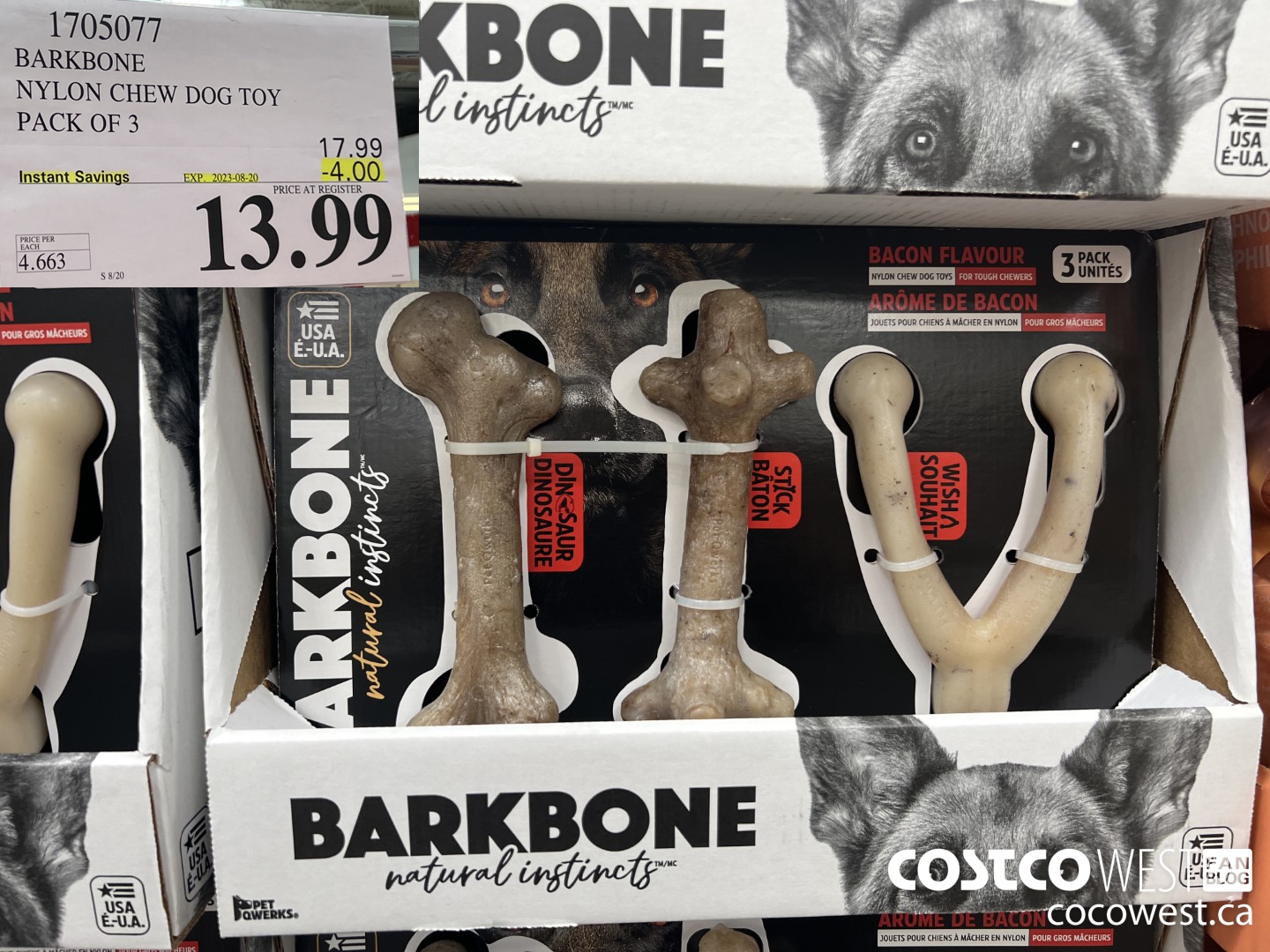 1705077 BARKBONE NYLON CHEW DOG TOY PACK OF 3 ($4.00 INSTANT SAVINGS EXPIRES ON 2023-08-20) $13.99