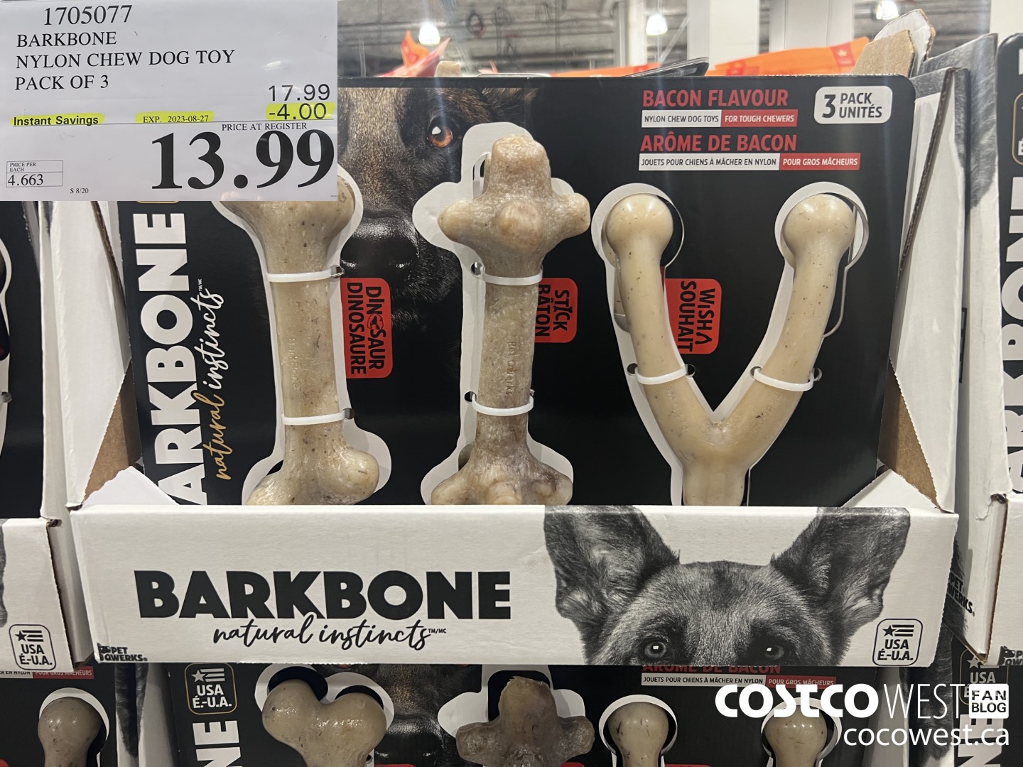 1705077 BARKBONE NYLON CHEW DOG TOY PACK OF 3 ($4.00 INSTANT SAVINGS EXPIRES ON 2023-08-27) $13.99