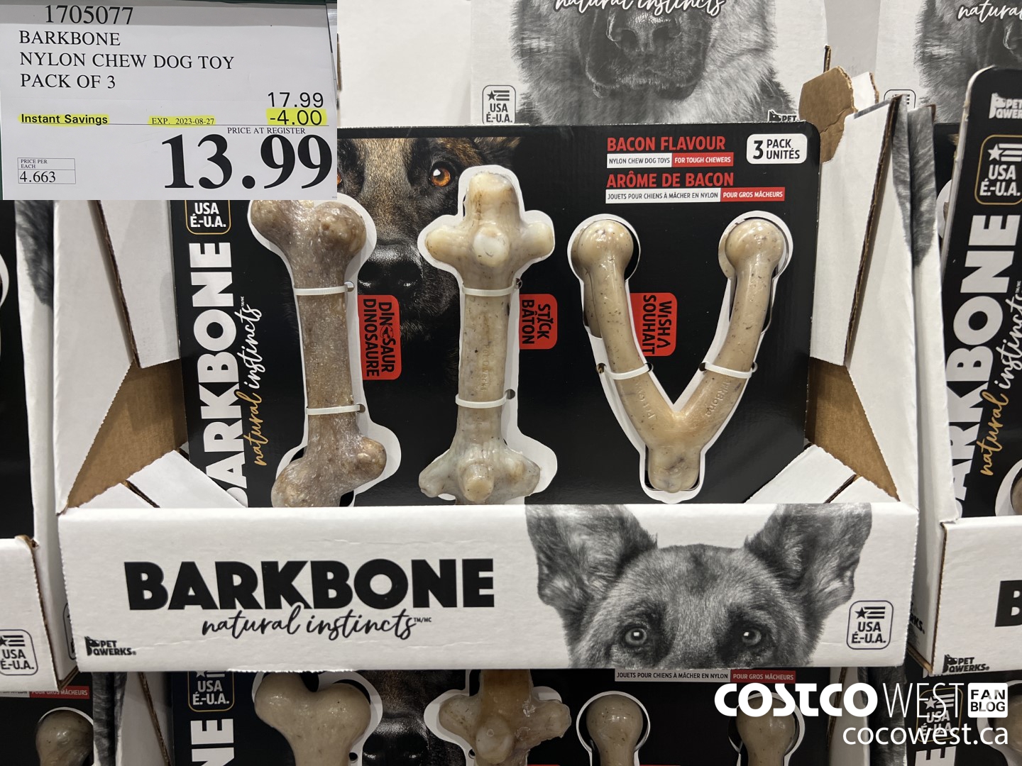 1705077 BARKBONE NYLON CHEW DOG TOY PACK OF 3 ($4.00 INSTANT SAVINGS EXPIRES ON 2023-08-27) $13.99