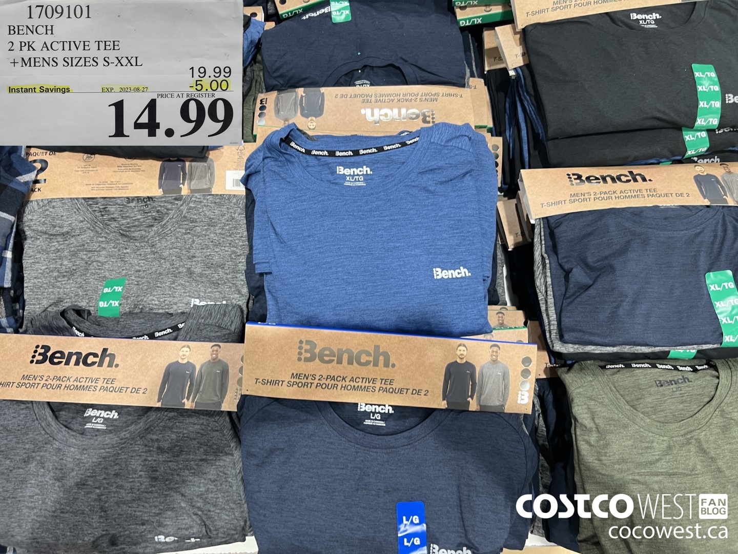 1709101 BENCH 2 PK ACTIVE TEE MENS SIZES S-XXL ($5.00 INSTANT SAVINGS EXPIRES ON 2023-08-27) $14.99