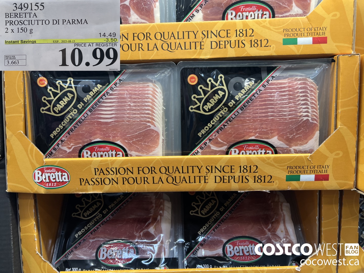 349155 BERETTA PROSCIUTTO DI PARMA 2 x 150 g ($3.50 INSTANT SAVINGS EXPIRES ON 2023-08-13) $10.99