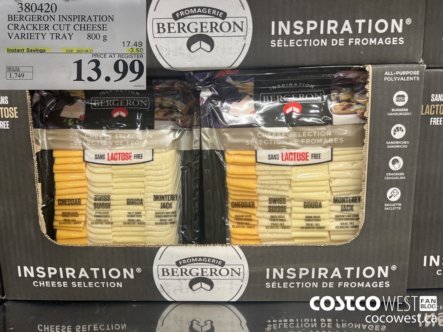 380420 BERGERON INSPIRATION CRACKER CUT CHEESE VARIETY TRAY 800g ($3.50 INSTANT SAVINGS EXPIRES ON 2023-08-27) $13.99