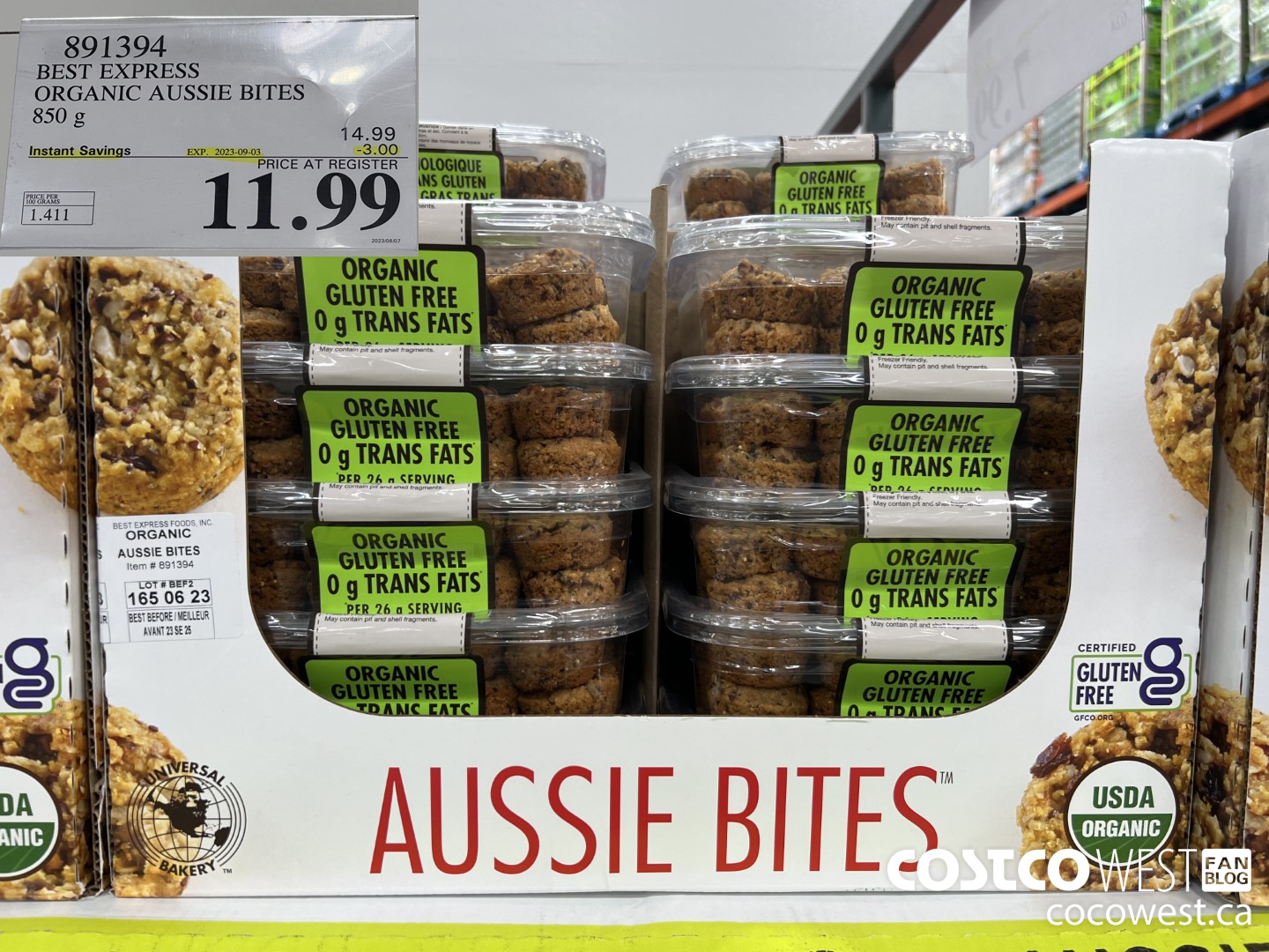 891394 BEST EXPRESS ORGANIC AUSSIE BITES 850 g ($3.00 INSTANT SAVINGS EXPIRES ON 2023-09-03) $11.99