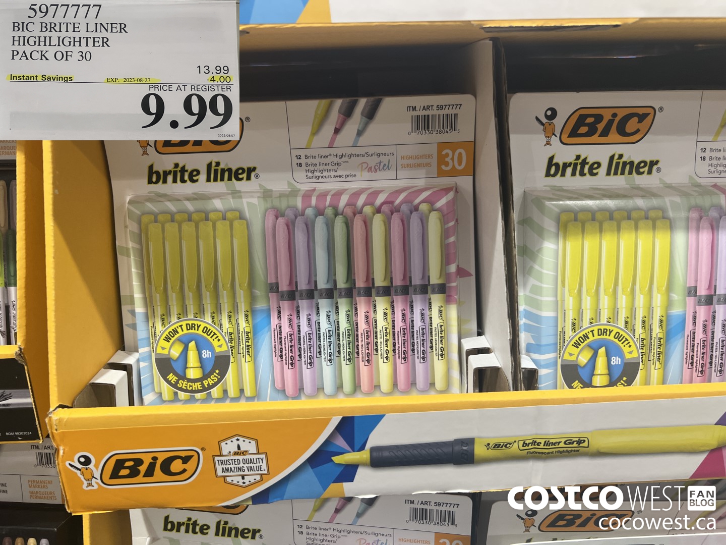 5977777 BIC BRITELINER HIGHLIGHTERS PACK OF 30 ($4.00 INSTANT SAVINGS EXPIRES ON 2023-08-27) $9.99