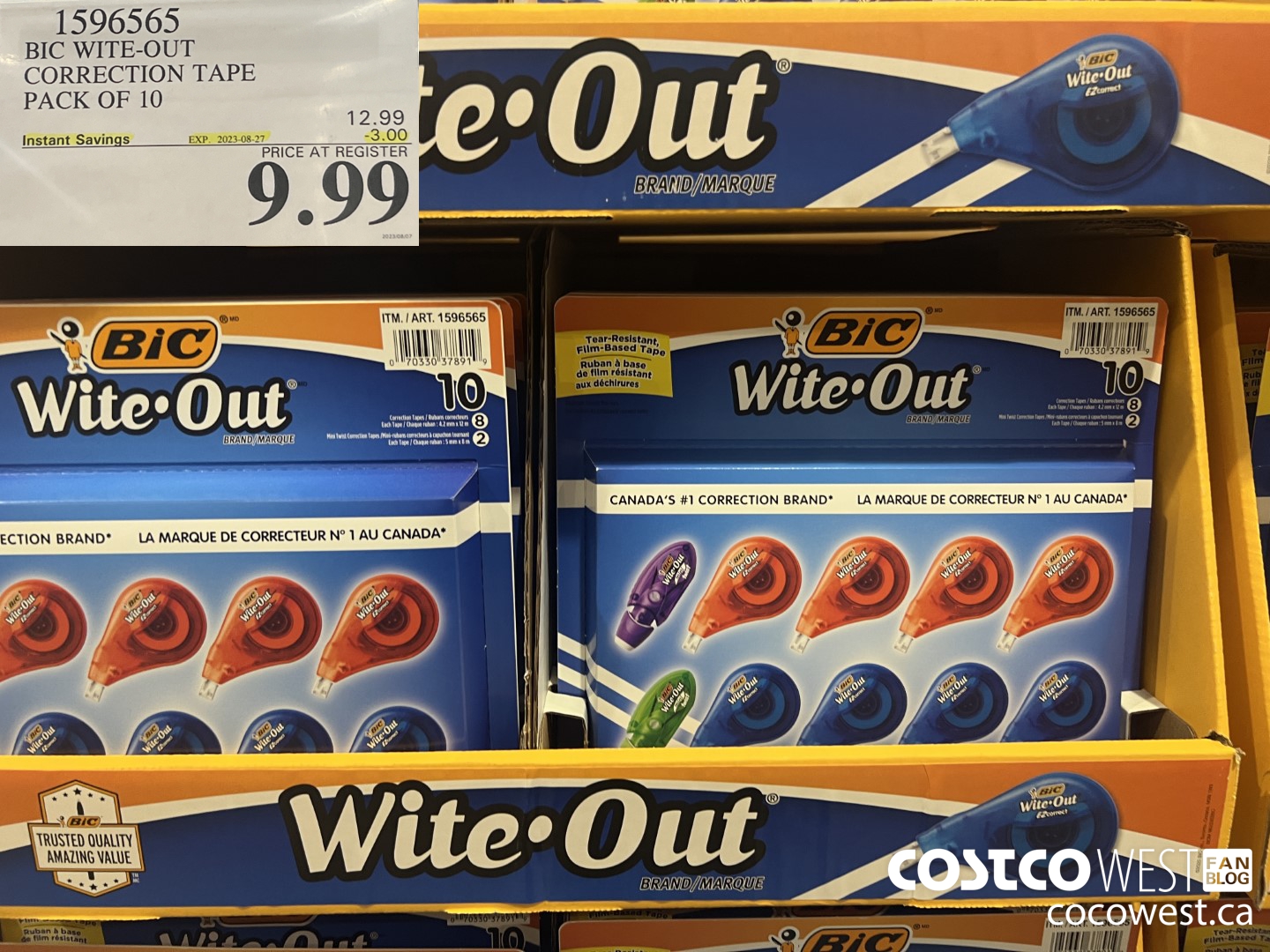 1596565 BIC WITE-OUT CORRECTION TAPE PACK OF 10 ($3.00 INSTANT SAVINGS EXPIRES ON 2023-08-27) $9.99