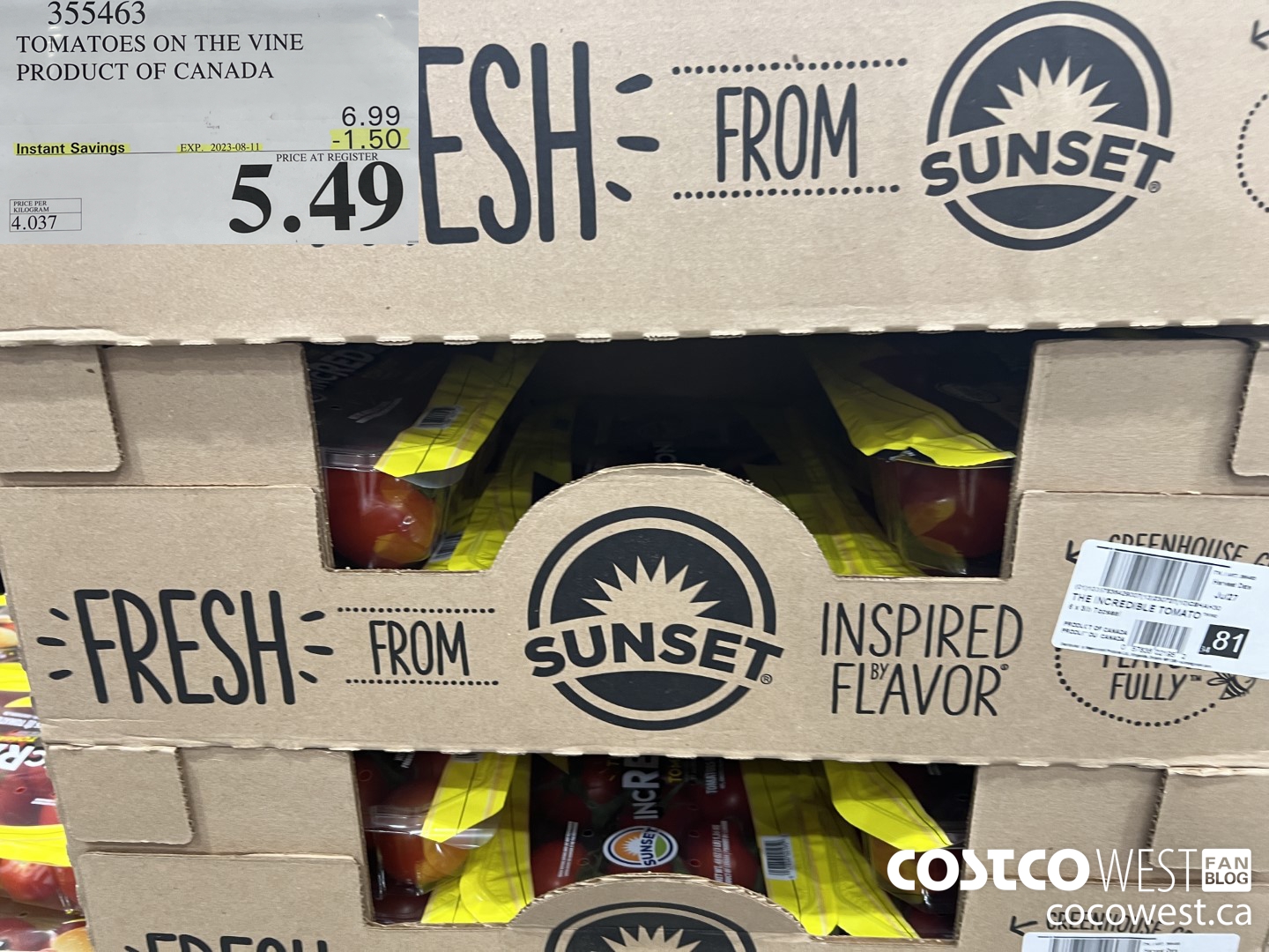 355463 BIG TASTE TOMATOES ON THE VINE PRODUCT OF CANADA ($1.50 INSTANT SAVINGS EXPIRES ON 2023-08-11) $5.49