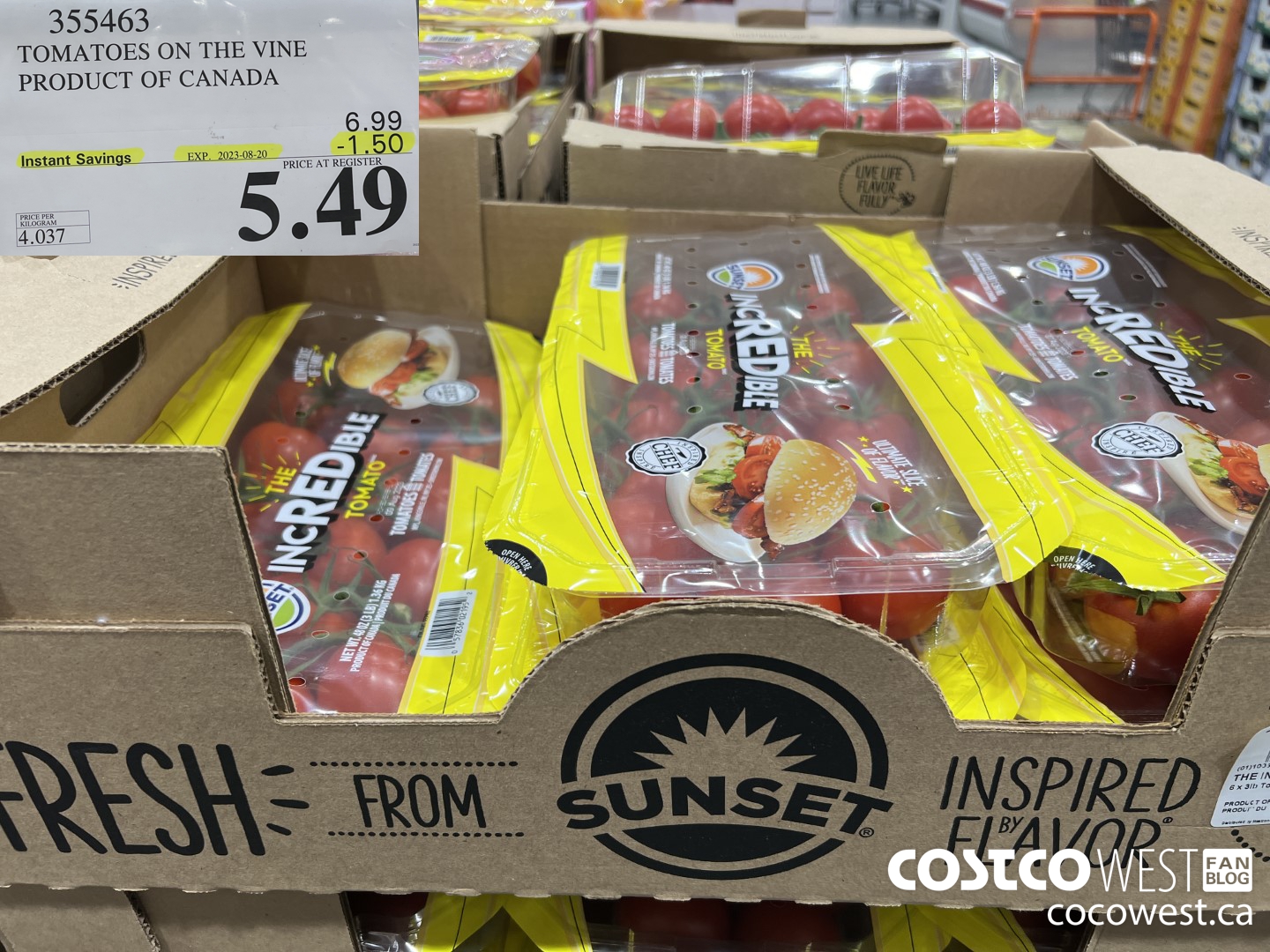 355463 BIG TASTE TOMATOES ON THE VINE PRODUCT OF CANADA ($1.50 INSTANT SAVINGS EXPIRES ON 2023-08-20) $5.49