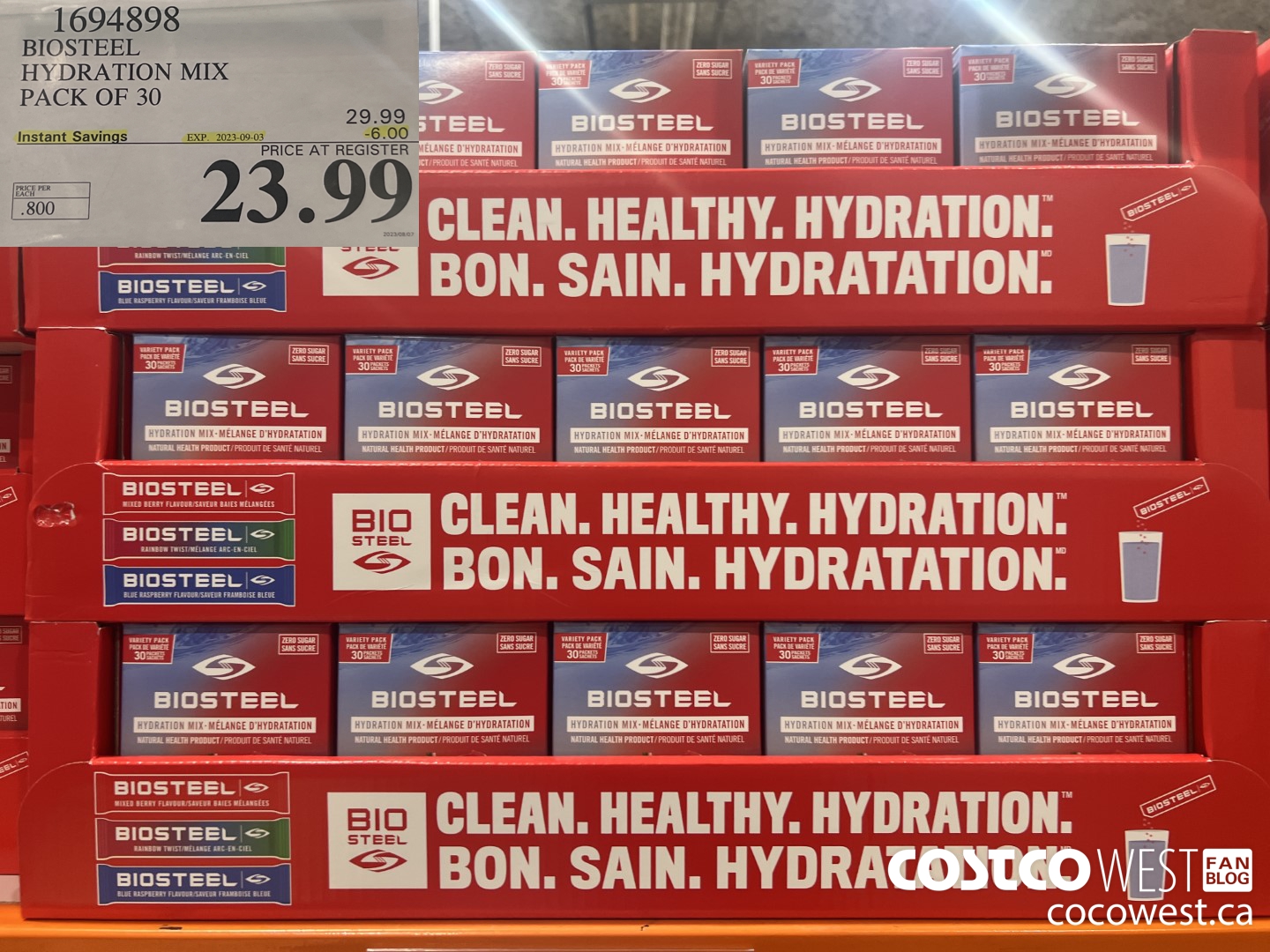 1694898 BIOSTEEL HYDRATION MIX PACK OF 30 ($6.00 INSTANT SAVINGS EXPIRES ON 2023-09-03) $23.99