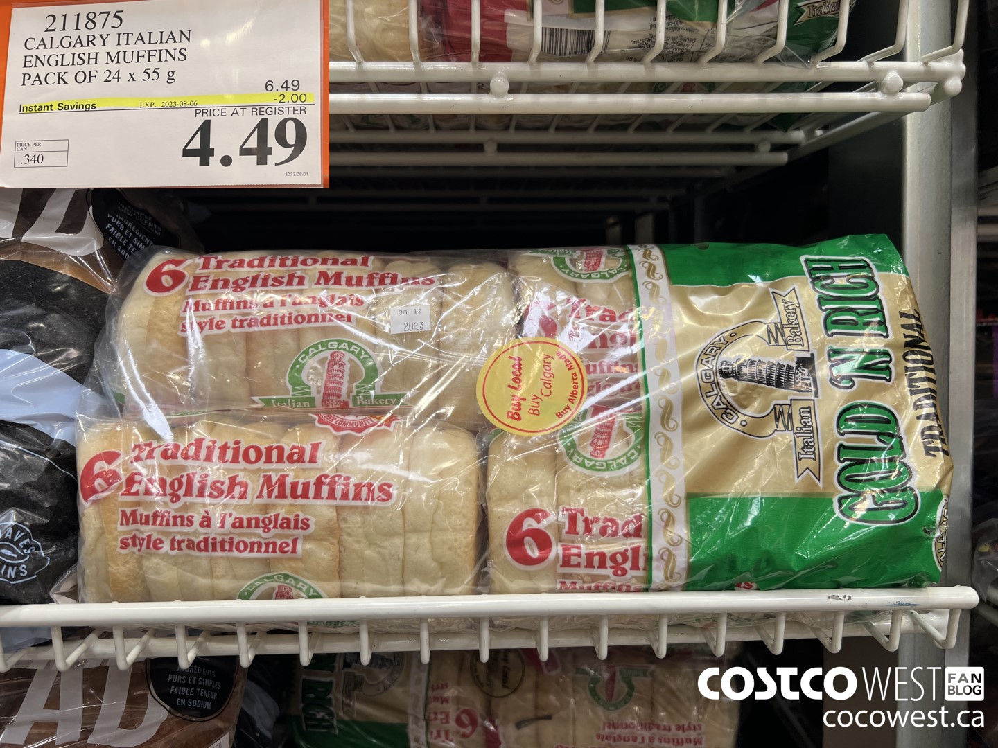 211875 CALGARY ITALIAN ENGLISH MUFFINS PACK OF 24 X 55 G ($2.00 INSTANT SAVINGS EXPIRES ON 2023-08-06) $4.49