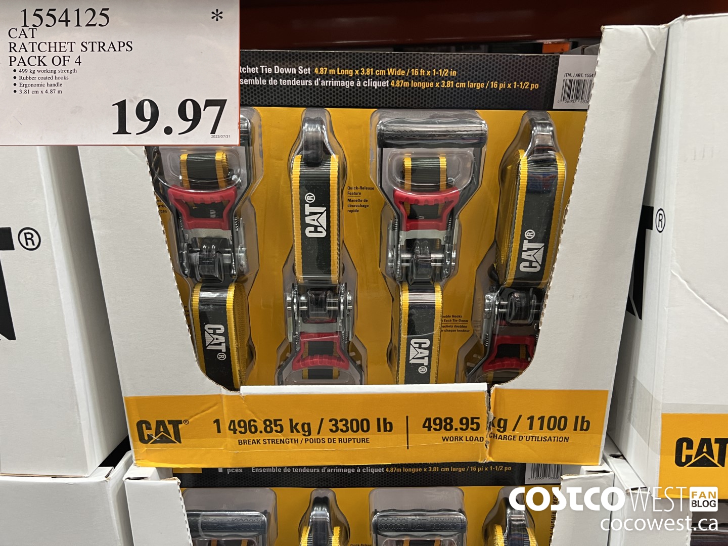 1554125 CAT RATCHET STRAPS 4 PACK 3.81 CM X 4.87 M $19.97