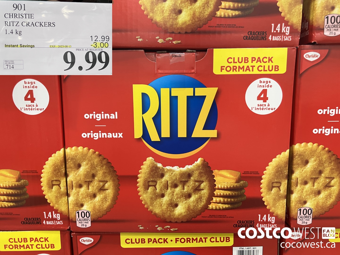 901 CHRISTIE RITZ CRACKERS 1.4 kg ($3.00 INSTANT SAVINGS EXPIRES ON 2023-08-13) $9.99