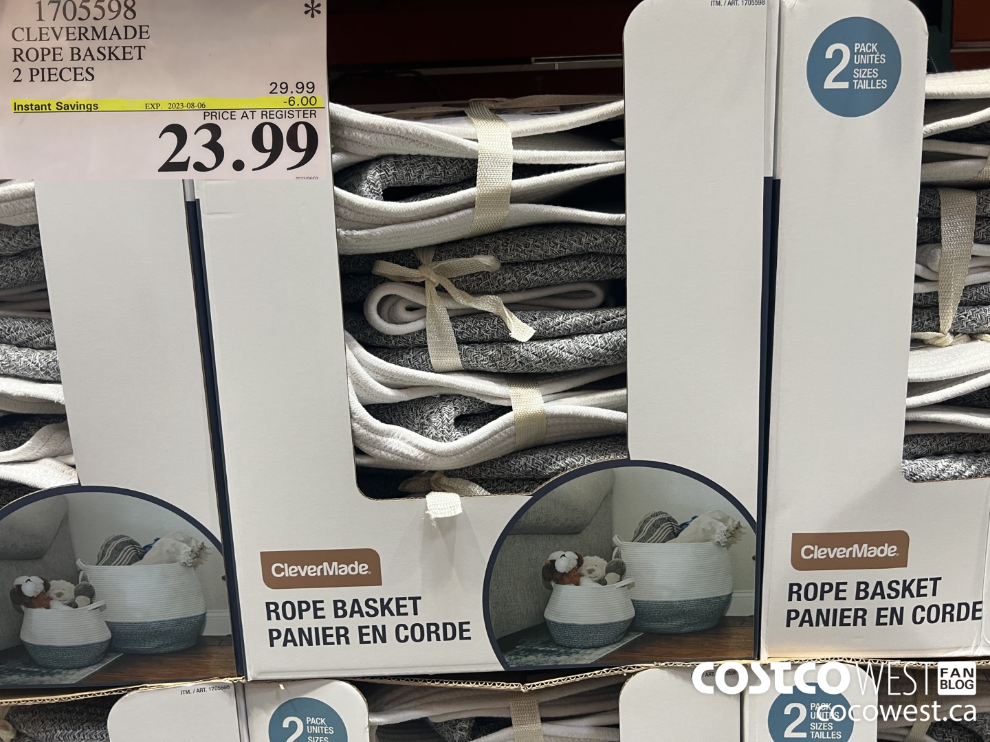 1705598 CLEVERMADE ROPE BASKET 2 PIECES ($6.00 INSTANT SAVINGS EXPIRES ON 2023-08-06) $23.99