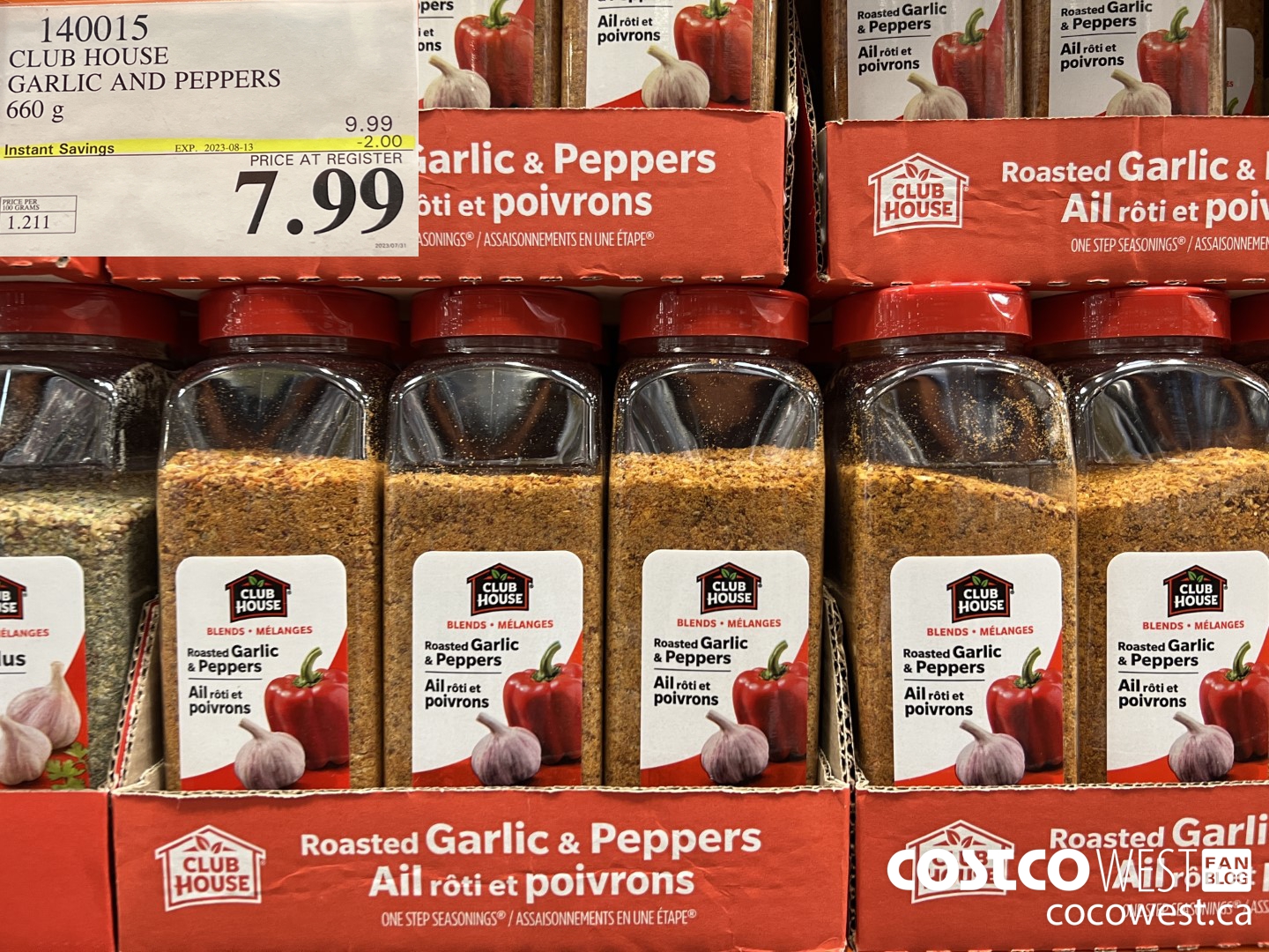 140015 CLUB HOUSE GARLIC AND PEPPERS 660 g ($2.00 INSTANT SAVINGS EXPIRES ON 2023-08-13) $7.99