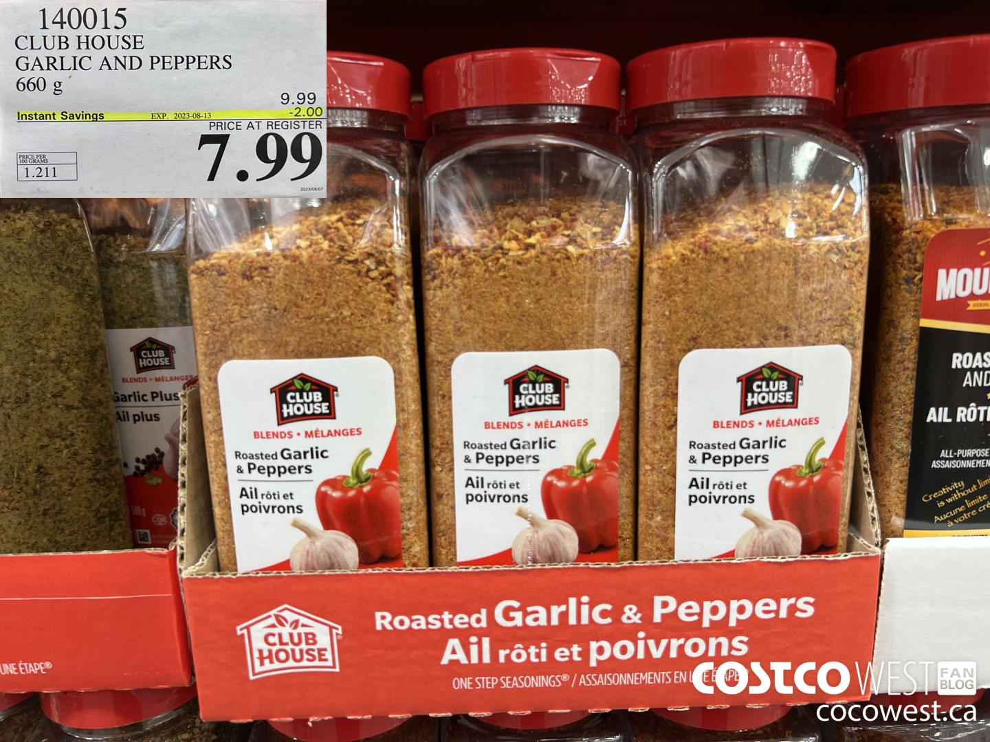 140015 CLUB HOUSE GARLIC AND PEPPERS 660 g ($2.00 INSTANT SAVINGS EXPIRES ON 2023-08-13) $7.99