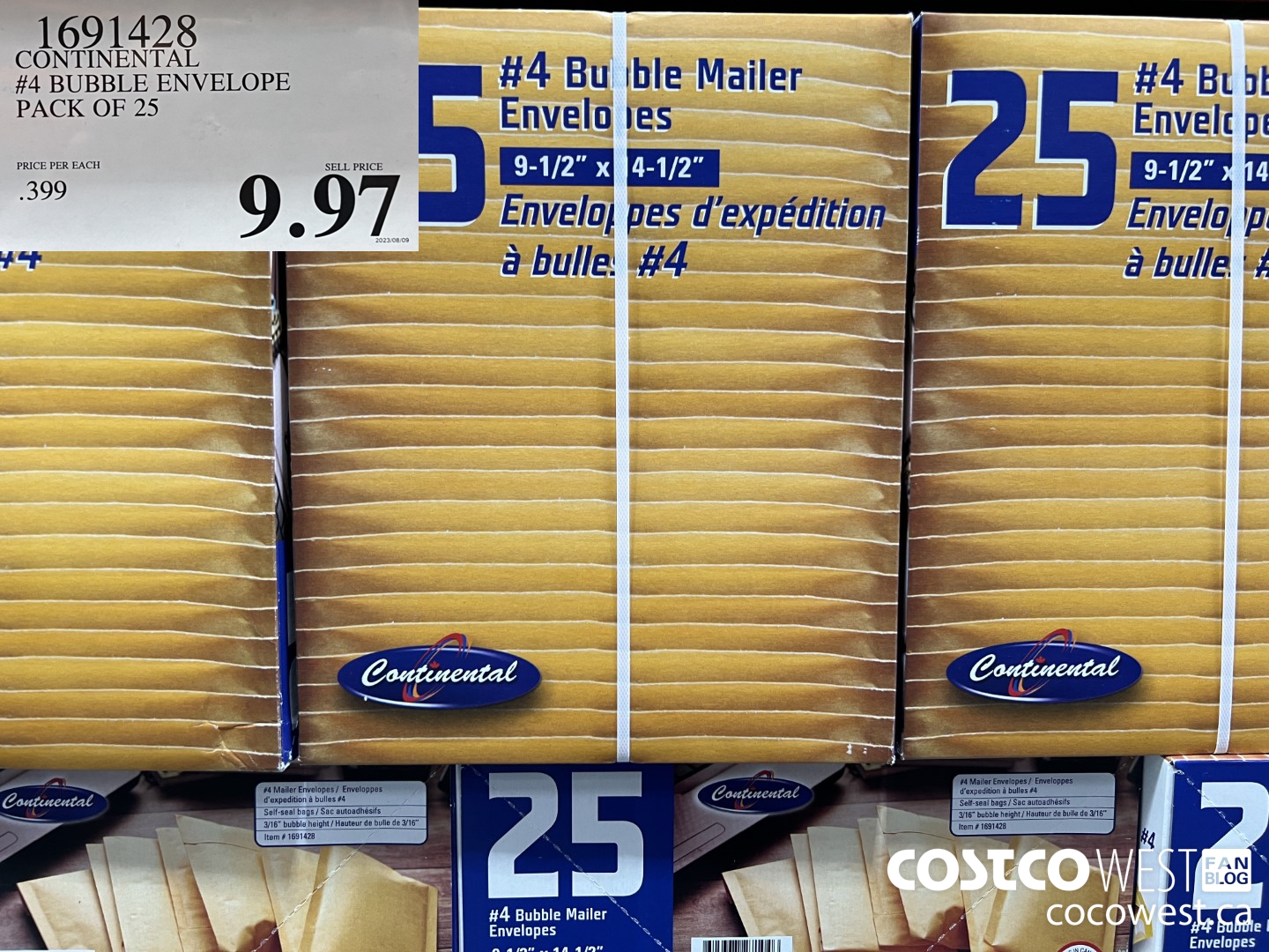 1691428 CONTINENTAL #4 BUBBLE ENVELOPE PACK OF 25 $9.97