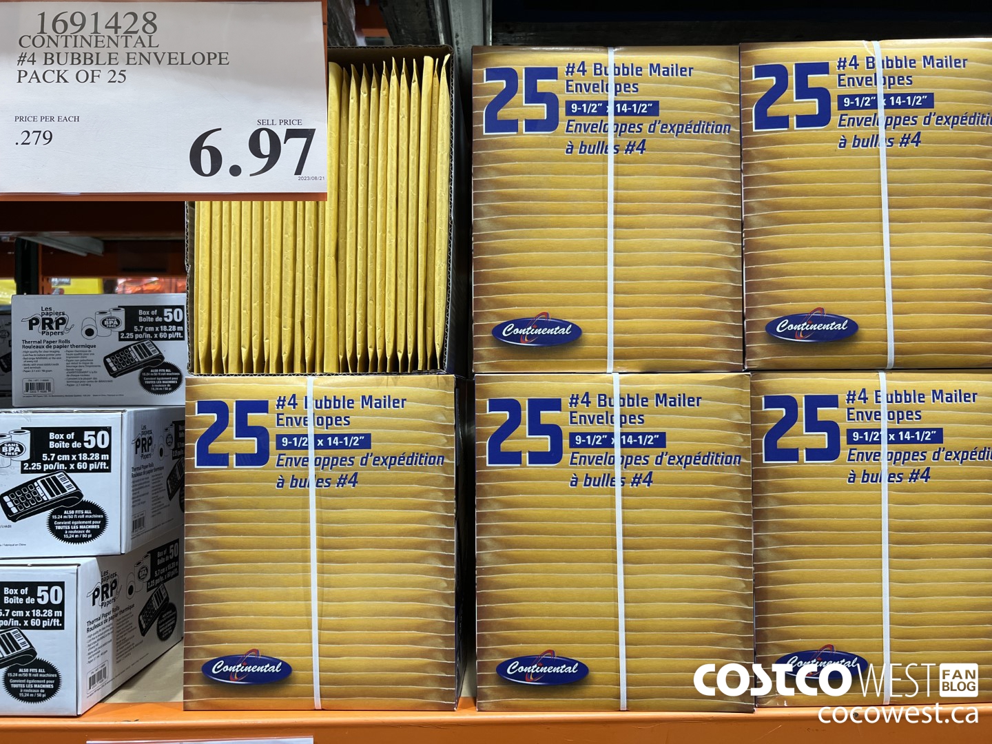 1691428 CONTINENTAL #4 BUBBLE ENVELOPE PACK OF 25 $6.97