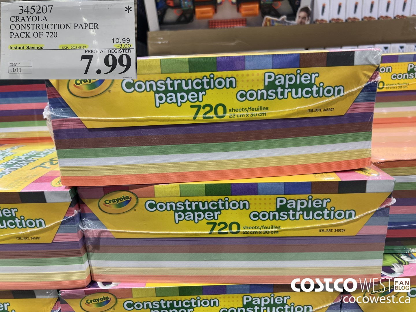 345207 CRAYOLA CONSTRUCTION PAPER PACK OF 720 ($3.00 INSTANT SAVINGS EXPIRES ON 2023-08-27) $7.99