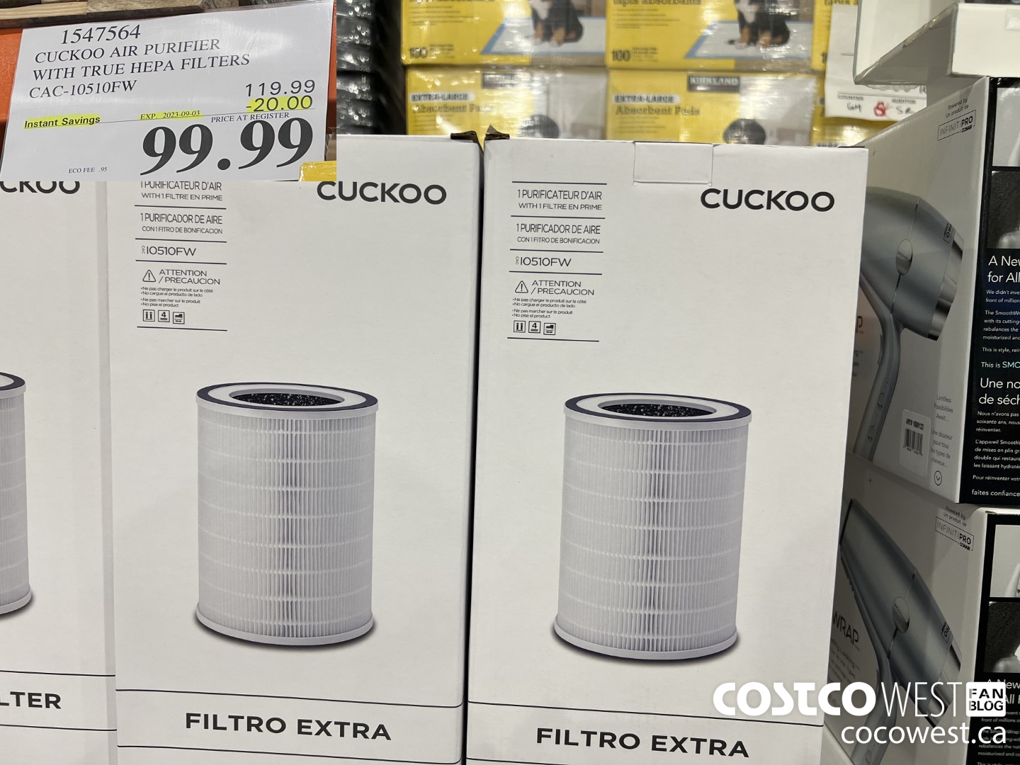 1547564 CUCKOO AIR PURIFIER WITH TRUE HEPA FILTERS CAC-10510FW  ($20.00 INSTANT SAVINGS EXPIRES ON 2023-09-03) $99.99