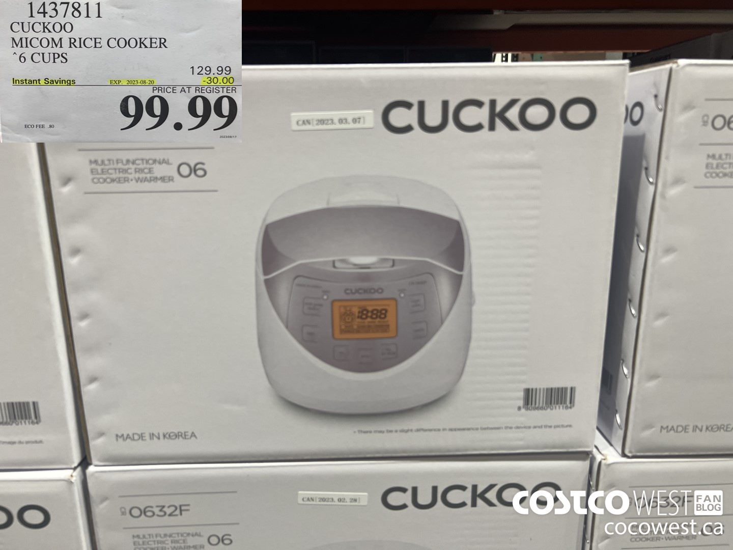 14373811 CUCKOO MICOM RICE COOKER 6 CUPS ($30.00 INSTANT SAVINGS EXPIRES ON 2023-08-20) $99.99