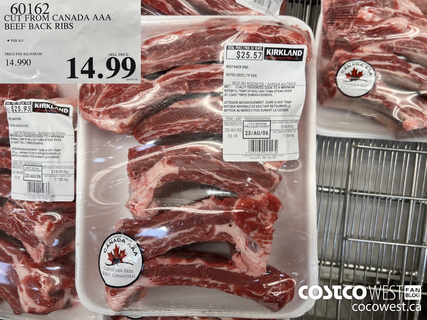 60162 CUT FROM CANADA AAA BEEF BACK RIBS $14.99