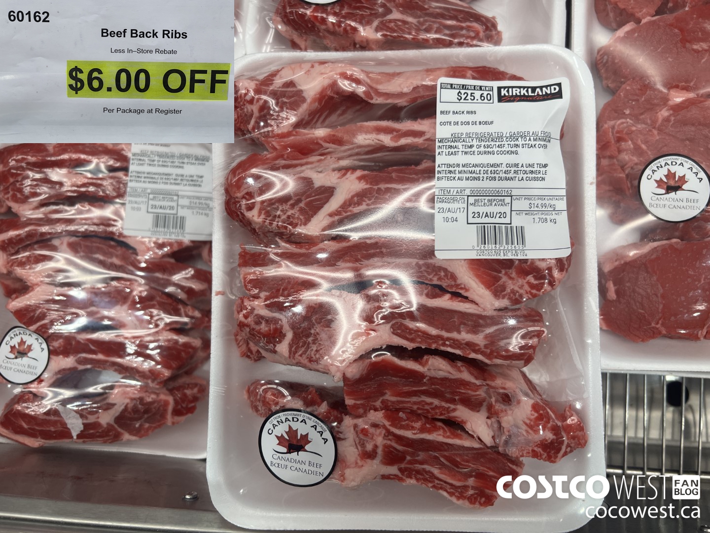 60162 CUT FROM CANADA AAA BEEF BACK RIBS ($3.00 INSTANT SAVINGS)