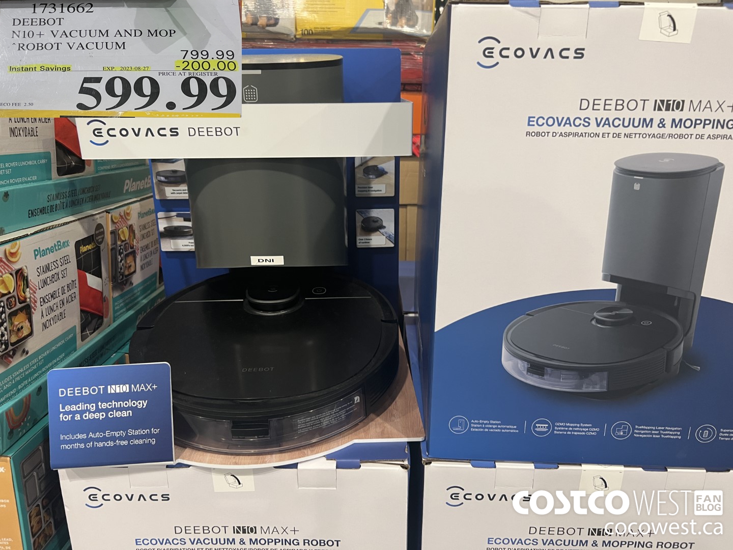 1731662 DEEBOT N10+ VACUUM AND MOP ROBOT VACUUM ($200.00 INSTANT SAVINGS EXPIRES ON 2023-08-27) $599.99