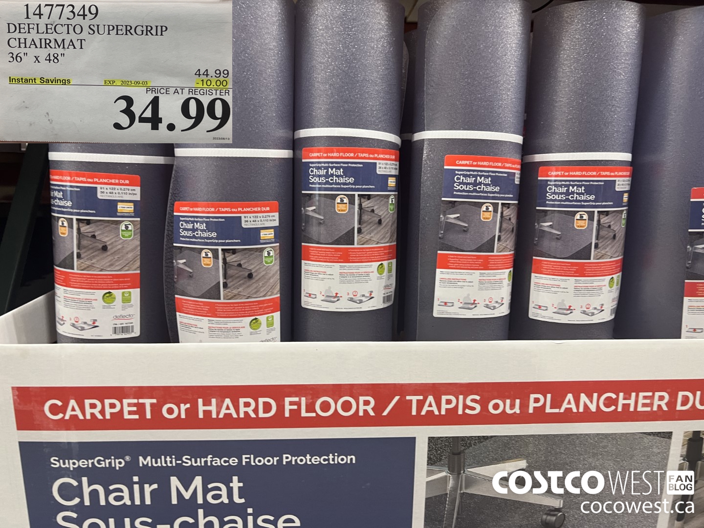 1477349 DEFLECTO SUPERGRIP CHAIRMAT 36