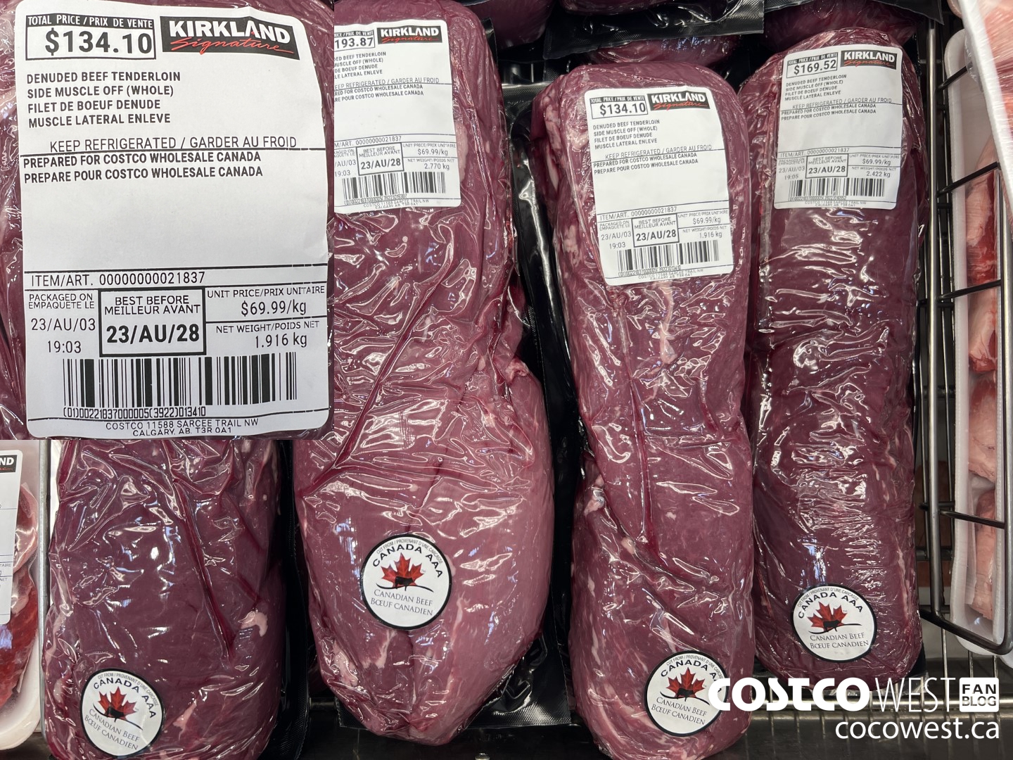 21837 DENUDED BEEF TENDERLOIN SIDE MUSCLE OFF (WHOLE) $69.99